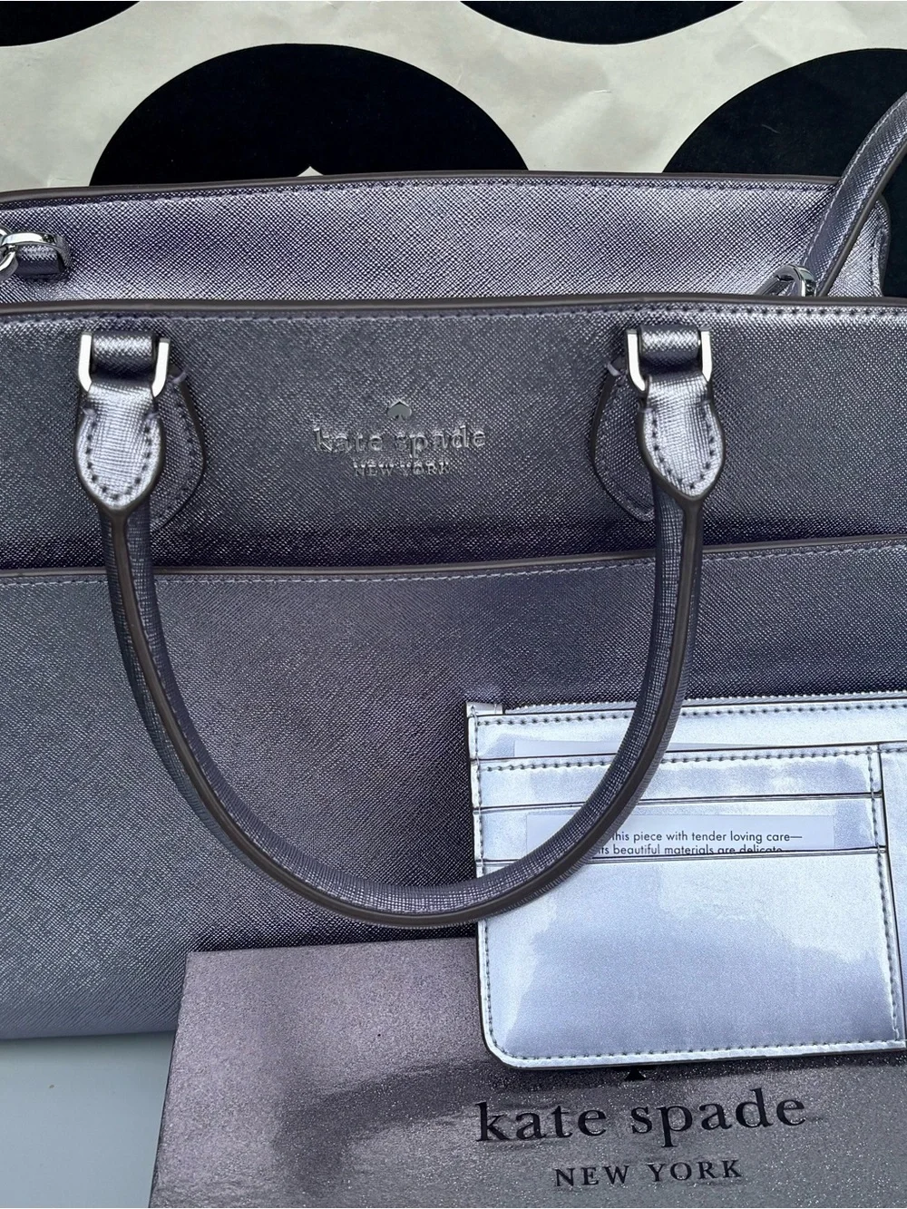 kate spade metallic lavender satchel with wallet BNWT